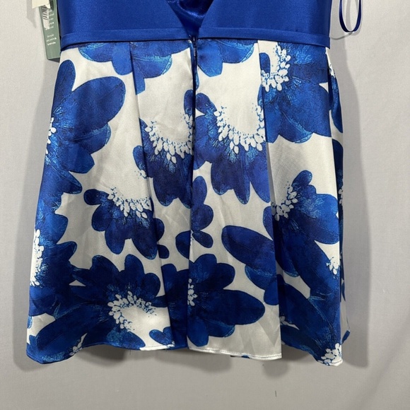 NEW $220 Glamour by Terani Couture [ 8 ] Floral Open Back Mini‎ Dress Blue - Picture 11 of 15